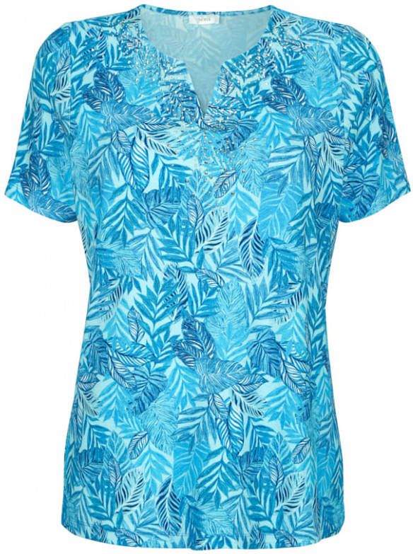 MONA Shirt met fraaie hals Turquoise/Lichtblauw/Blauw