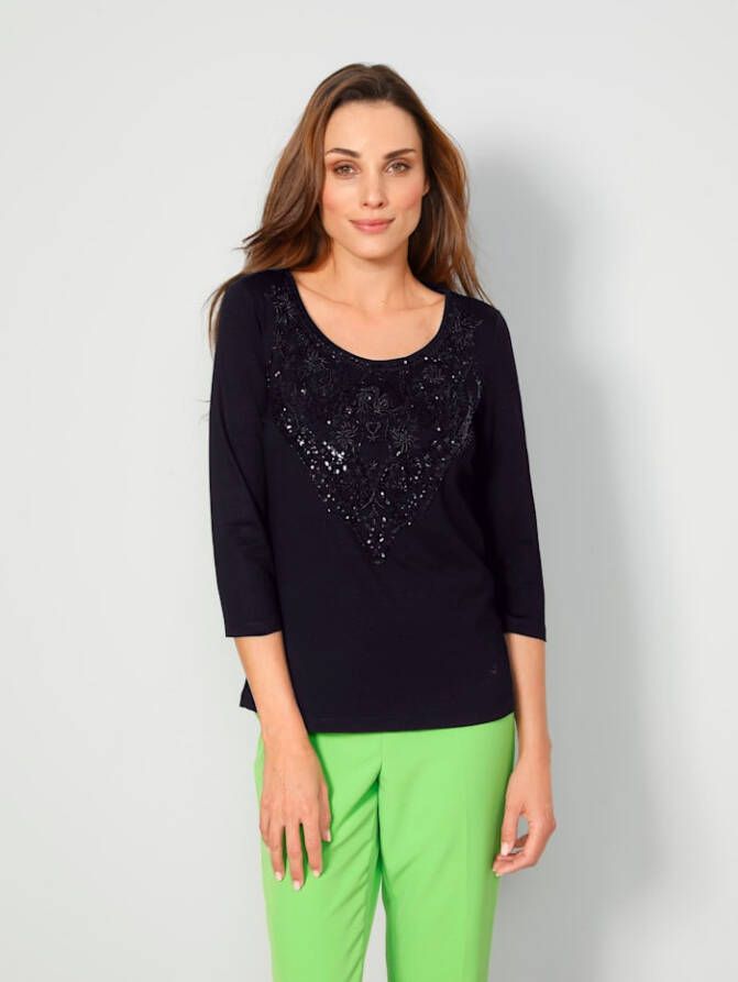 MONA Shirt met fraaie hals Zwart