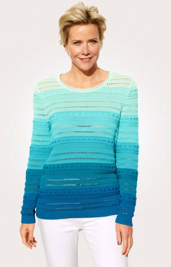 MONA Trui van Pima katoen Mint/Turquoise/Petrol