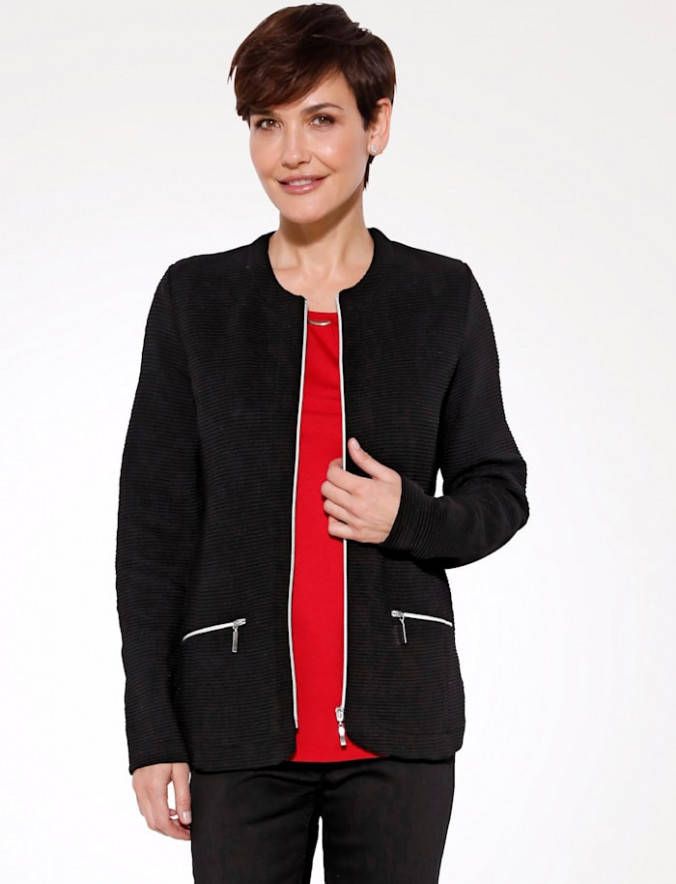 MONA Vestje in dwarsgeribde look Zwart